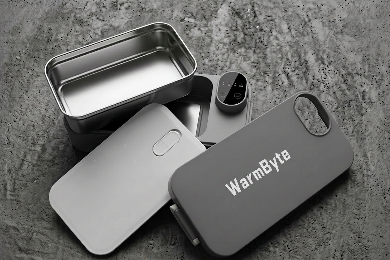WarmByte open — tray, lid, and control unit
